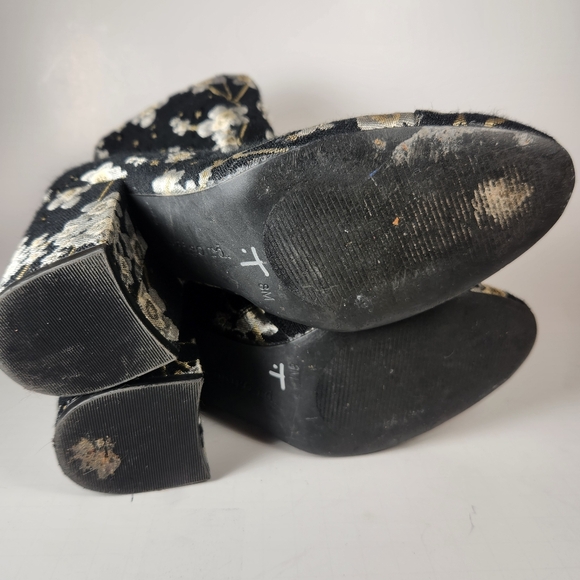 INDIGO ROAD Women's Bootie Size 8 Black Silver Floral Embroidered Shoe - Picture 12 of 12